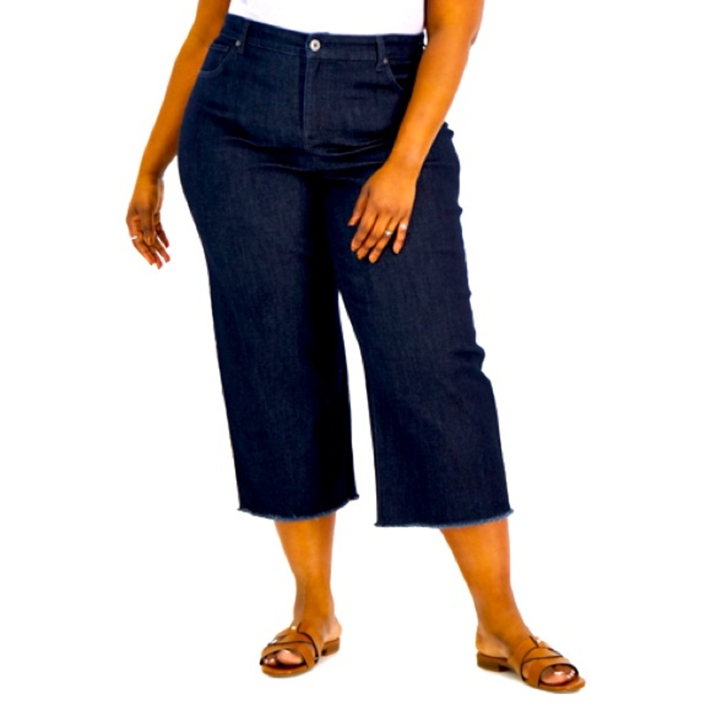 Style & Co Plus Size High Rise Wide-Leg Cropped Jeans